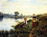 Daniel Ridgway Knight Famous Paintings - A Passing Conversation